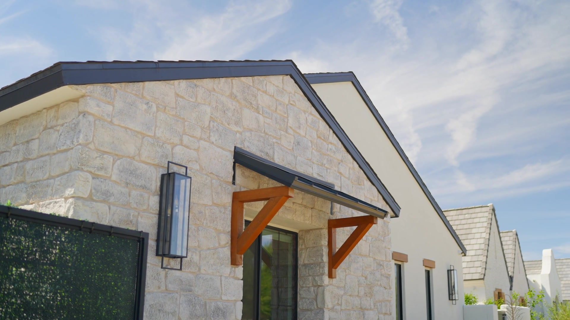 Stone and stucco gable detail