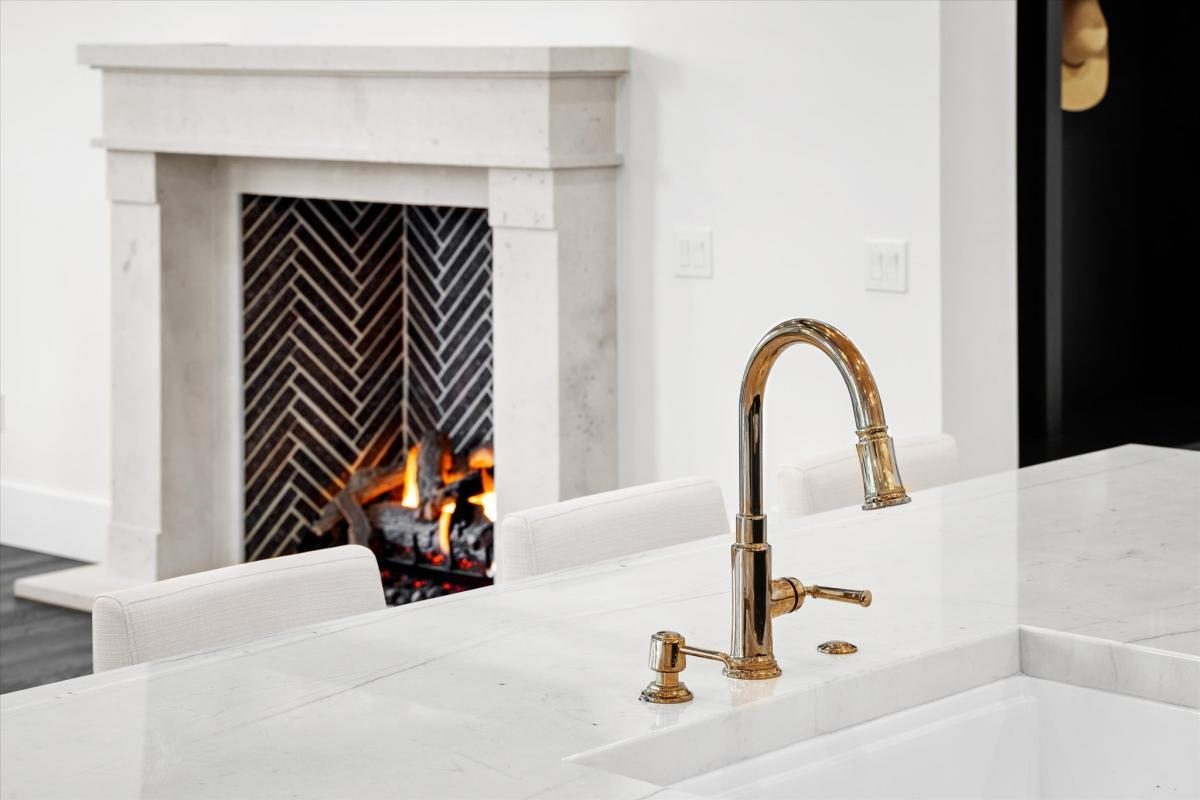 Bar sink and fireplace, built by Bel Aire