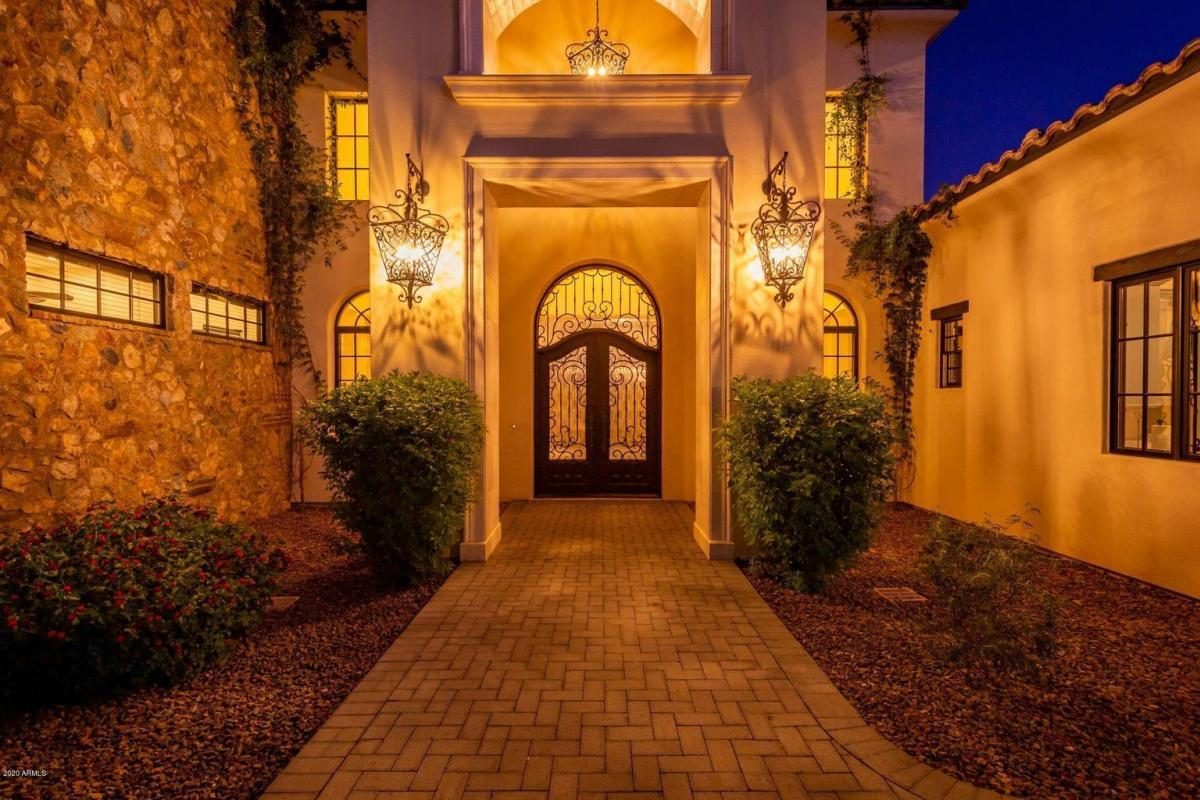 Hacienda estate entry at twilight