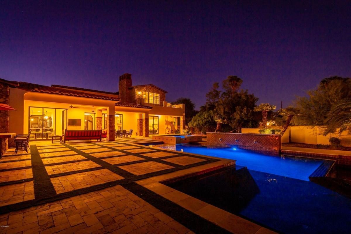 Fire pit and pool, built by Bel Aire
