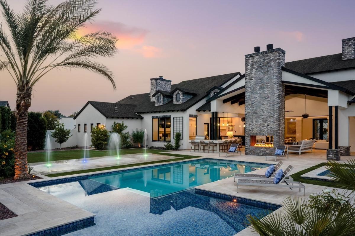 Backyard at sunset, built by Bel Aire