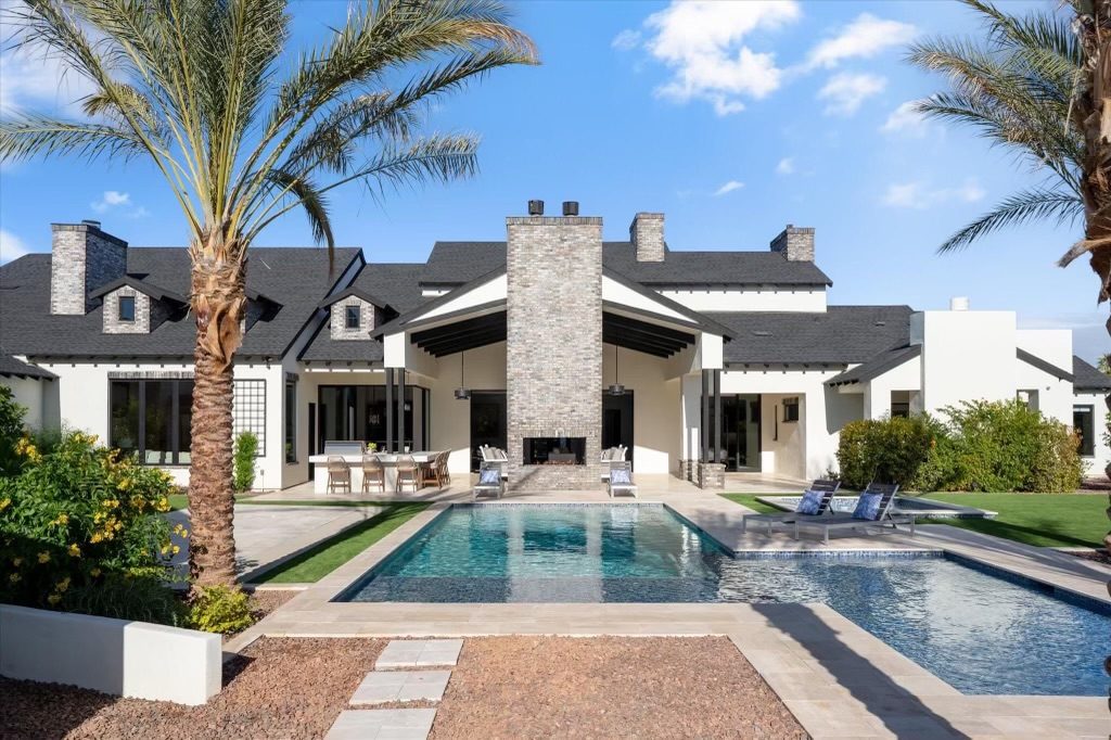 Pool and lawn, built by Bel Aire