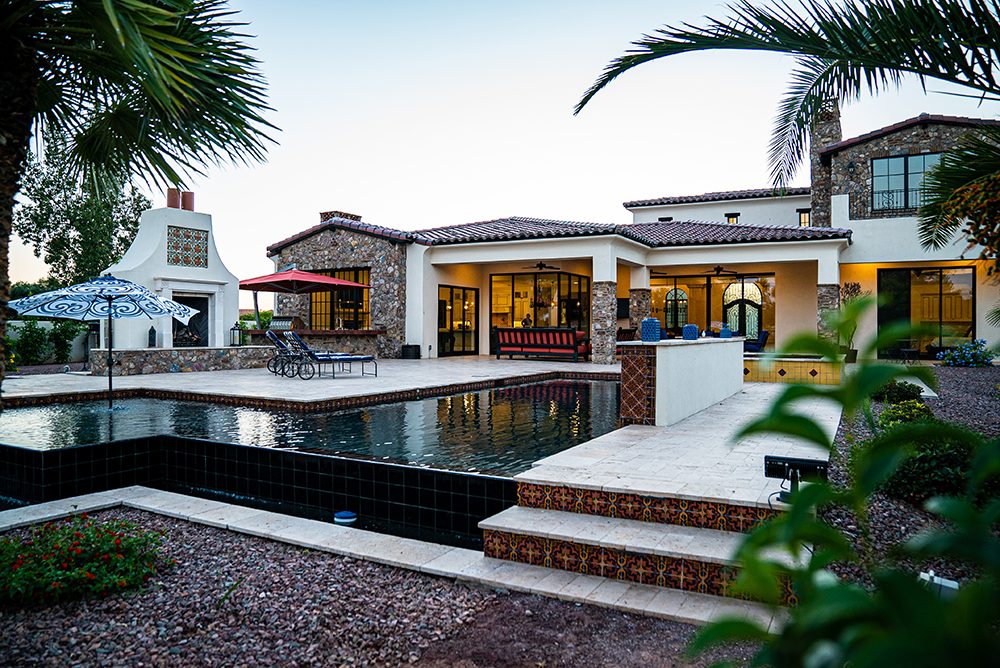 Modern pool and patio, built by Bel Aire